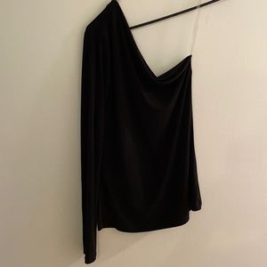 Black asymmetrical blouse. Nylon blend